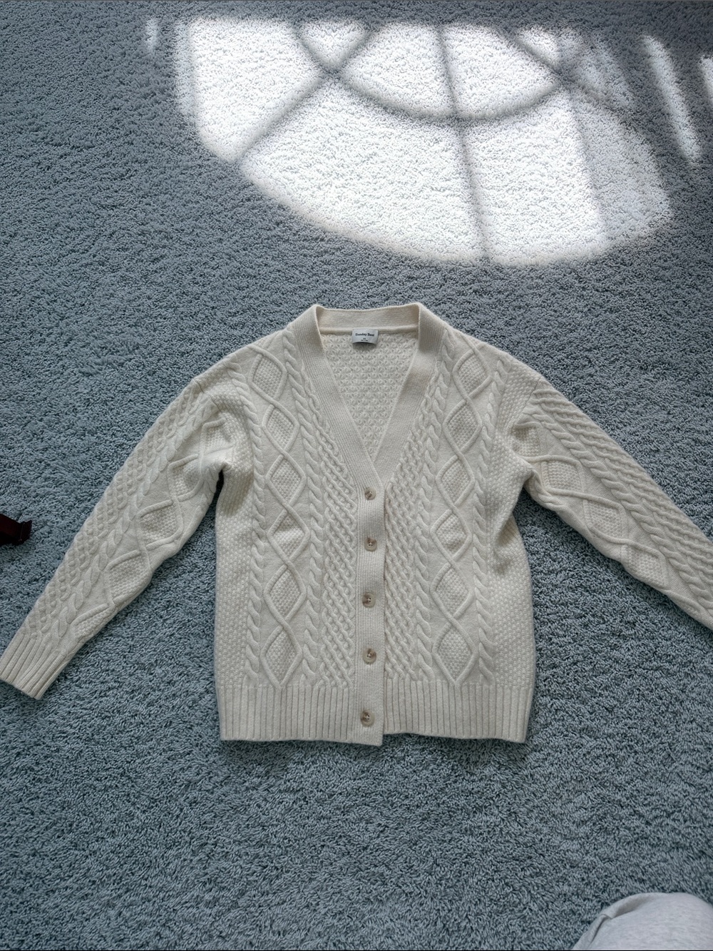 Sunday Best Cream Cable Knit V-Neck Cardigan